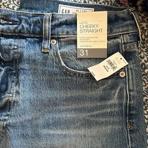 GAP Women's High Rise Cheeky Straight Jeans - Dark Blue